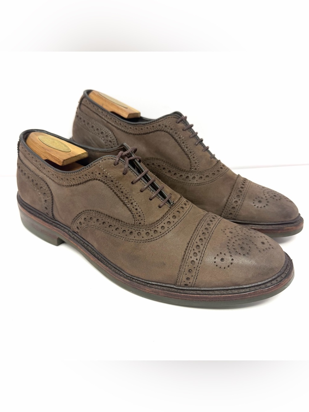 Allen Edmonds Men’s Strandmok Cap Toe Oxford Sz 10 D Brown Leather Dainite Sole
